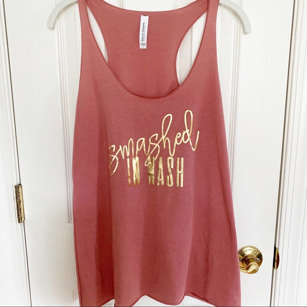 Bella Canvas Smashed in Nash Gold Foil Racerback Tank Nashville Country Large
